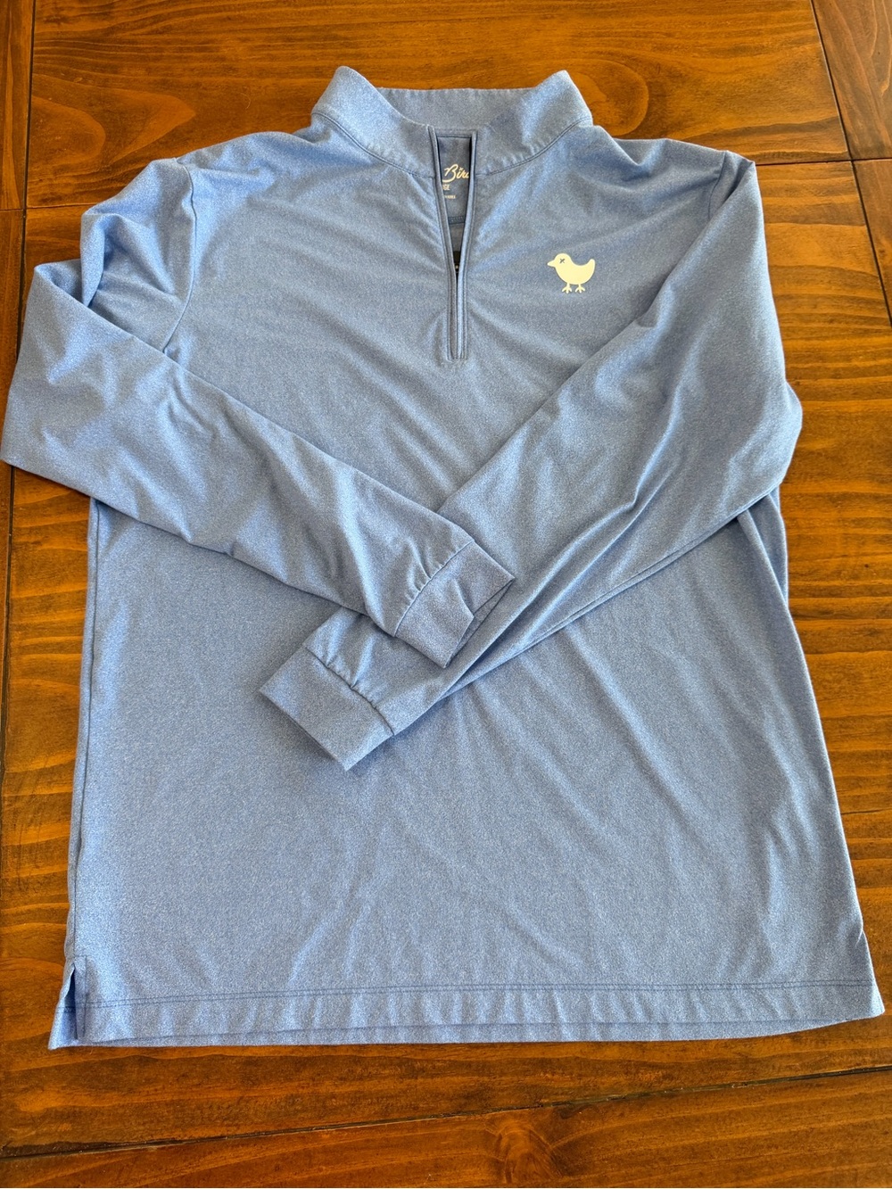 Bad Birdie Men's Heather Blue Long-Sleeve Quarter-Zip Pullover Large